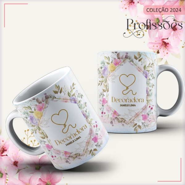 Canecas Profissões Floral (porcelana)