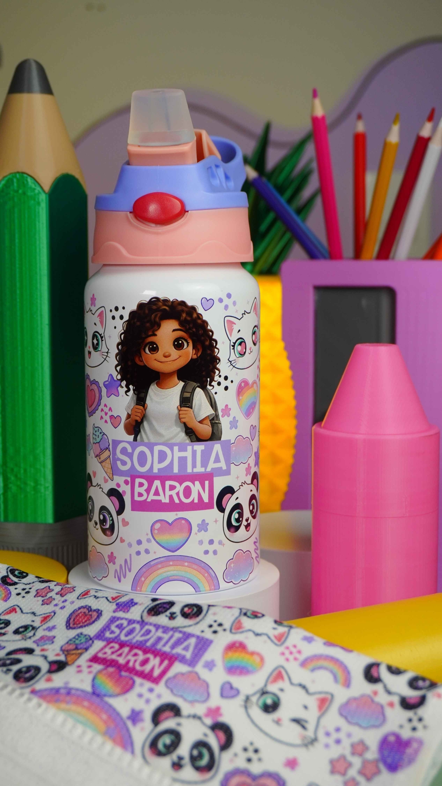 Garrafinha Squeeze personalizado infantil escolar - menina - Imagem 4