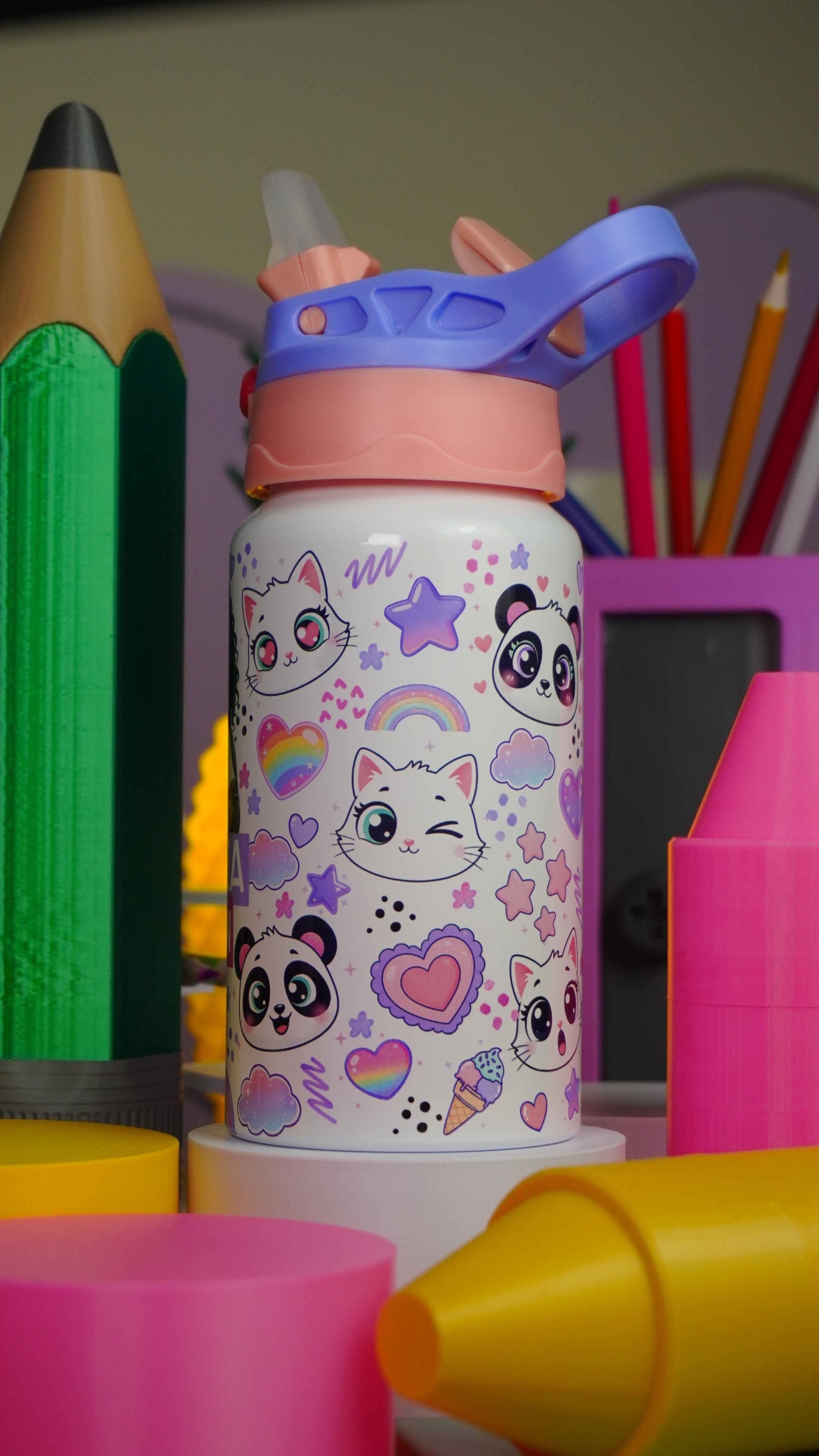 Garrafinha Squeeze personalizado infantil escolar - menina - Imagem 6