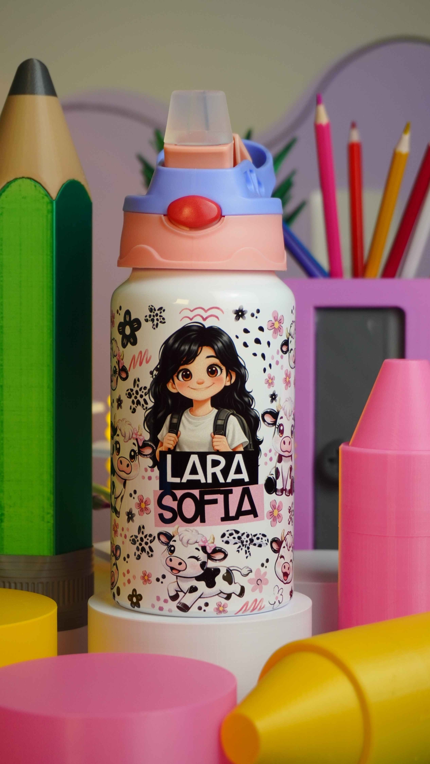 Garrafinha Squeeze personalizado infantil escolar - menina - Imagem 5